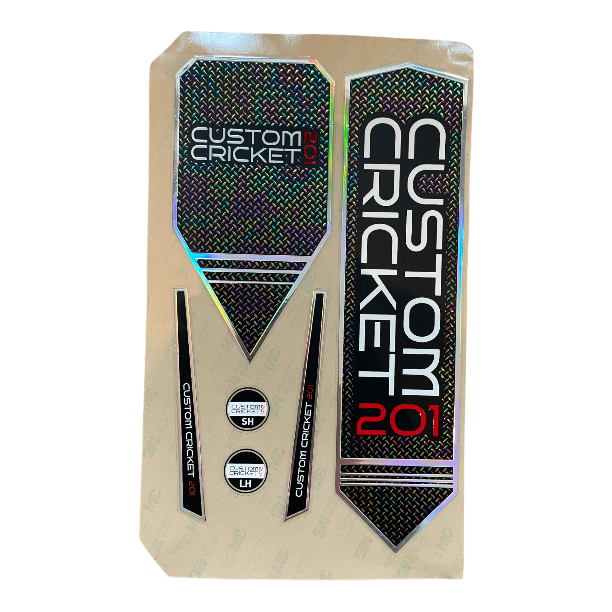 CC201 Custom Cricket 201 Bat stickers fully embossed holographic 3M Cricket Bat stickers Free post and packaging Cricket shop Cricket store Brighton and Hove east sussex