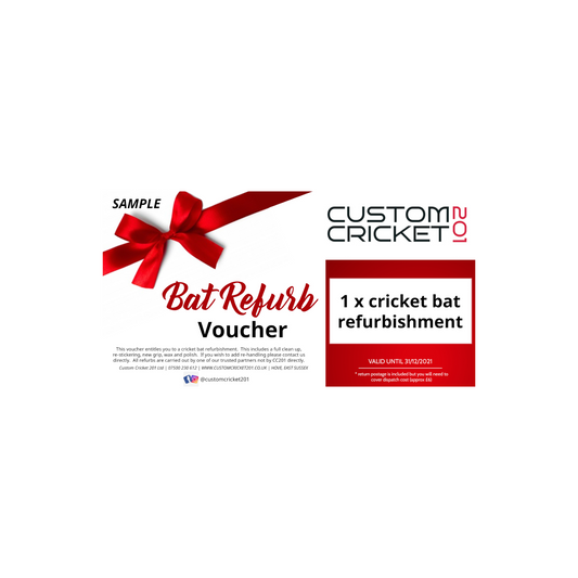 Custom Cricket 201 Bat refurbishment voucher gift voucher cricket gift christmas present Cricket store East Sussex Hove Next day delivery and same day pick up available